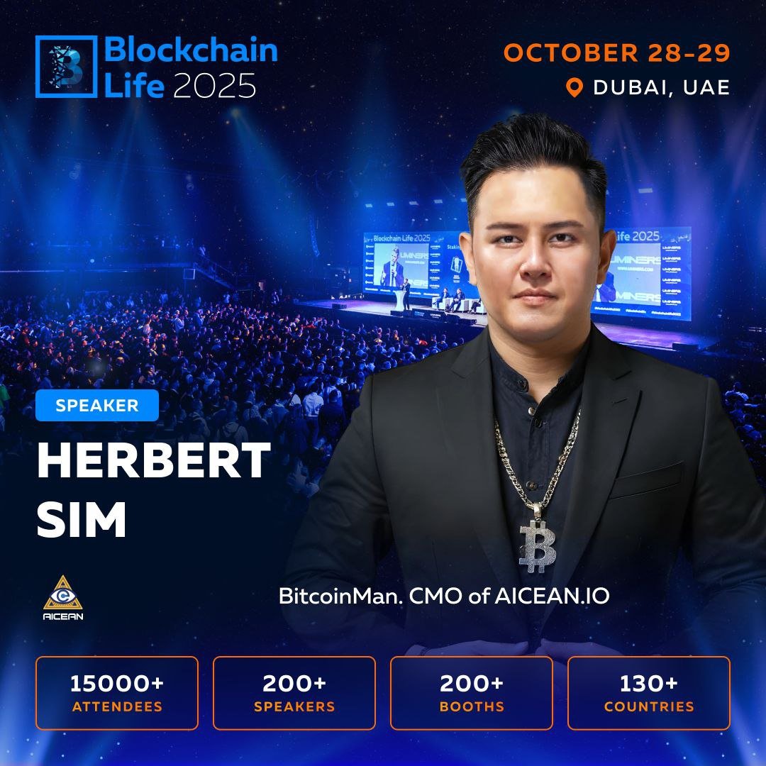Aicean_ai's tweet photo. #AICEAN CMO, @HerbertRsim, will be speaking at @BlLife_Forum 🌐

Happening on Oct 28-29 in Dubai 🇦🇪

Use promo BITCOINMAN for 10% discount off tickets. 🎟 https://t.co/Kb7CHOI6u8