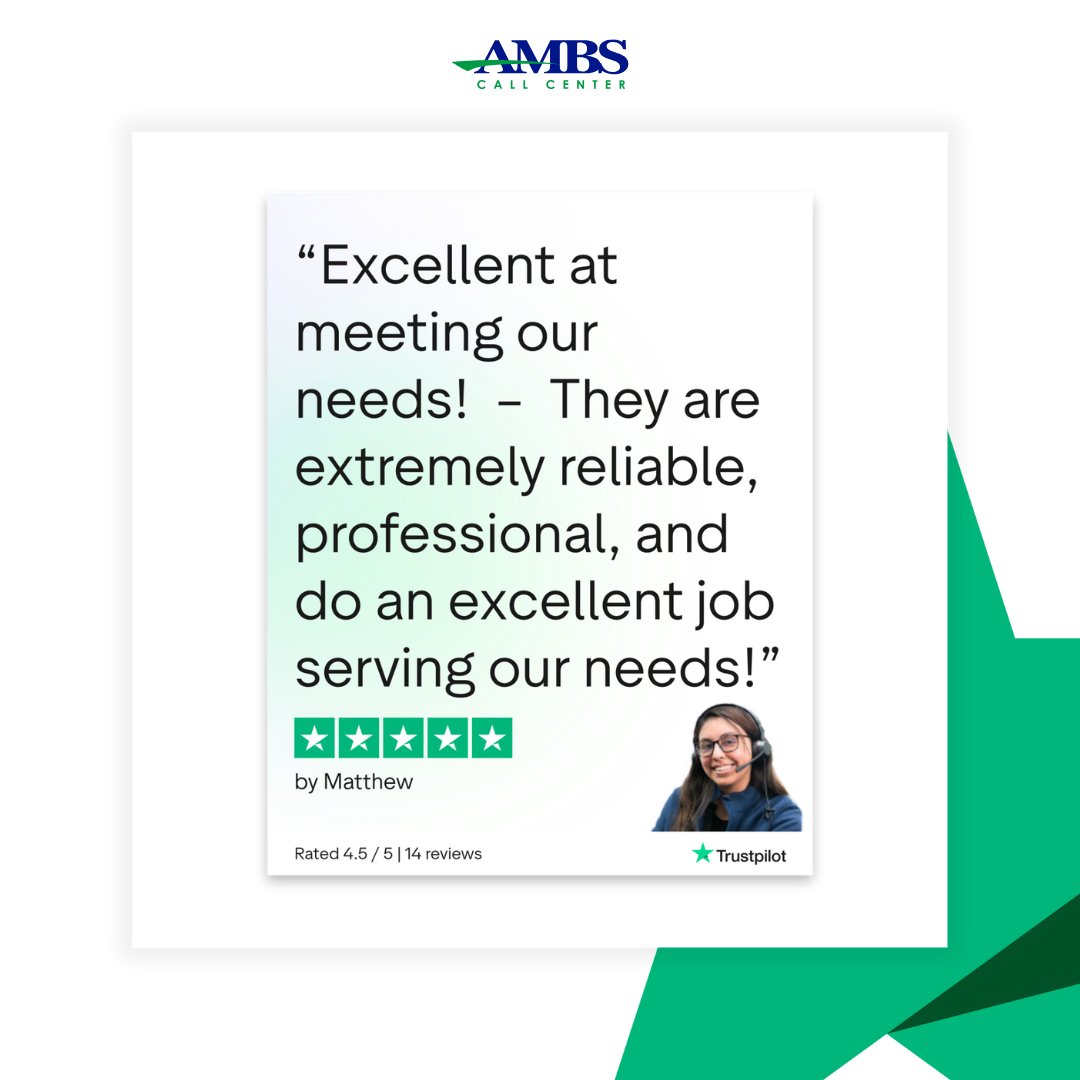 AmbsCallCenter's tweet image. Thanks Matt for a great review on Trustpilot! We love handling our clients' calls—and delighting their callers.

#trustpilot #answeringservice
