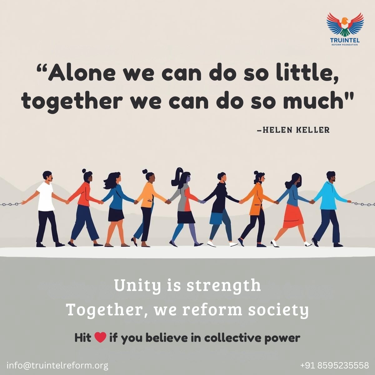 TruIntel_Reform's tweet photo. Alone we may achieve little, but together we can achieve greatness. Unity is the foundation of true reform let’s stand hand in hand to build a stronger, better society.
#UnityIsStrength #CollectivePower #TruIntelReform #TogetherWeReform https://t.co/C8RdbYmxkj