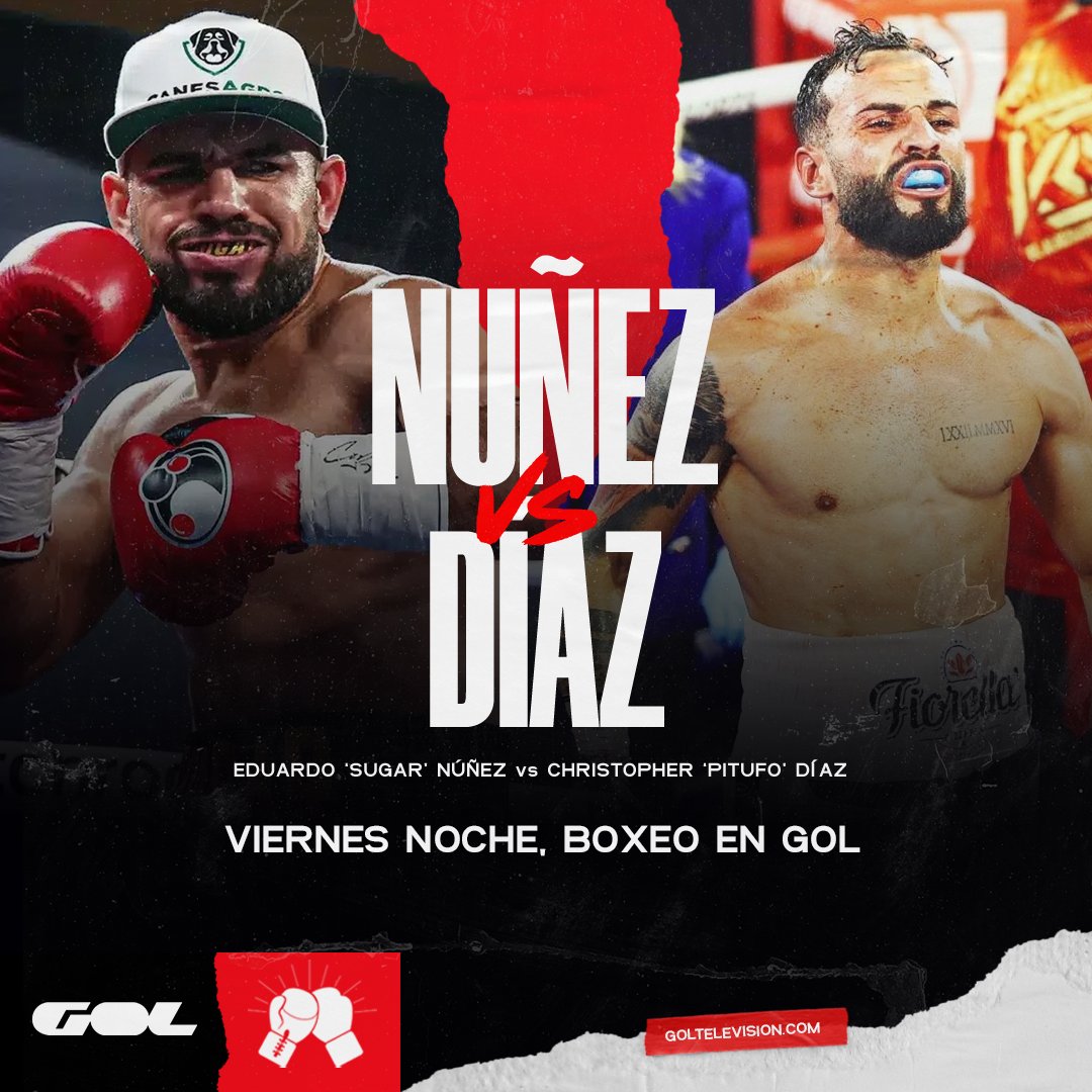 GOL PLAY (@gol) on Twitter photo 🔥 El cinturón mundial superpluma en juego en México
⌚️ 02:00h
🥊 Núñez 🆚 Díaz
🗣️ <a href="/UgarteJaime/">Jaime Ugarte</a>, <a href="/EmilMarquiegui/">Emilio Marquiegui</a> y <a href="/MBerdonce/">Manel Berdonce</a>
#BoxeoEnGol 🔥 El cinturón mundial superpluma en juego en México
⌚️ 02:00h
🥊 Núñez 🆚 Díaz
🗣️ <a href="/UgarteJaime/">Jaime Ugarte</a>, <a href="/EmilMarquiegui/">Emilio Marquiegui</a> y <a href="/MBerdonce/">Manel Berdonce</a>
#BoxeoEnGol