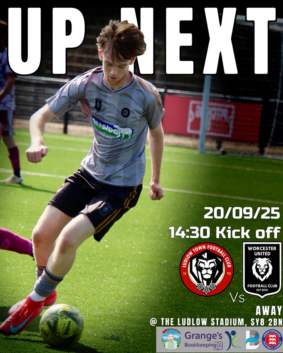 ⏭ Up Next ⏭

Worcester United are back in action this weekend as we travel to take on Ludlow Town in the Herefordshire Football Premier League.

A tough away fixture awaits at The Ludlow Stadium, but the lads will be ready to put in a big performance and look to bring the