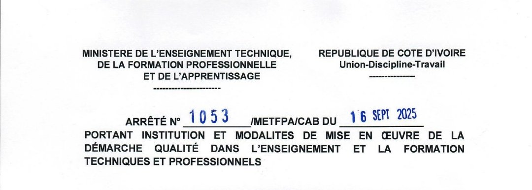 MIANSEH's tweet image. #Civedu Un jalon important dans la mise en œuvre de l'activité ETFP de @mcacotedivoire 
L'institutionnalisation de la démarche qualité dans le dispositif de l'enseignement technique et la formation professionnelle en Côte d'Ivoire