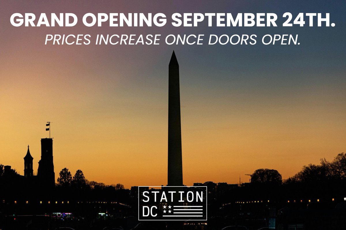 Our Grand Opening is in ONE WEEK.

We’ve extended Founding Member rates until then. Once the doors open, prices go up.

Don’t miss out. Winners don’t wait - and neither should you.

stationdc.org