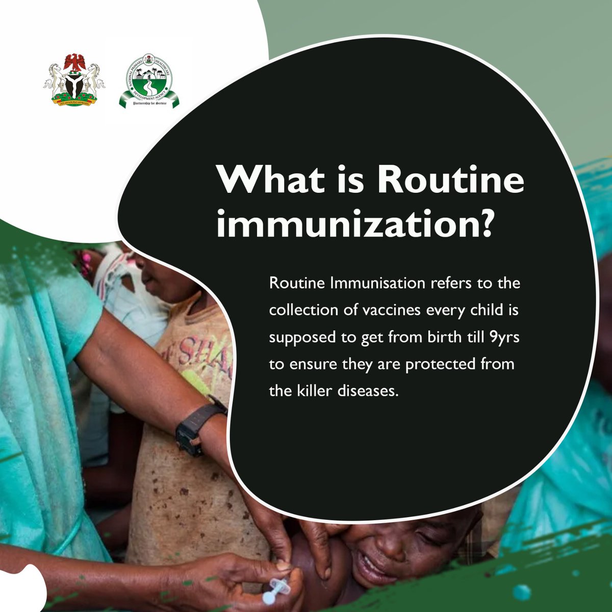 knsphcmb's tweet image. What is Routine Immunization? Make sure your child is fully vaccinated. 
@UNICEF
@NphcdaNG 
@Fmohnigeria
@AfenetNigeria
@KNSMOH
@WHONigeria
#RoutineImmunization #vaccination #knsphcmb