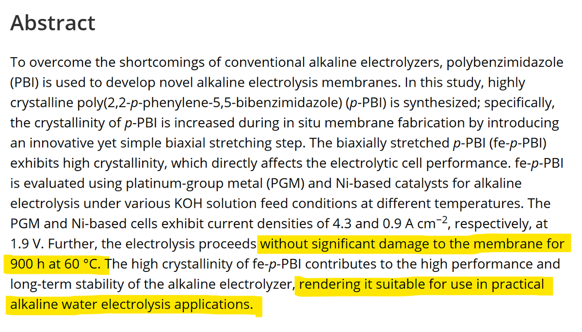 KeithDPatch's tweet photo. #H2Safety
↙️How can one say "suitable for use in practical alkaline water electrolysis"↘️ when at only 900hr the 1A/cm2 hydrogen crossover ↘️↘️becomes 0.9% H2 in O2 #HTO, or 22.5% of the lower flammability limit #LFL for #H2 in #O2?
ISO-22734 limit is 2% H2, or 50% of the #LFL! https://t.co/sPMtM3y3ec
