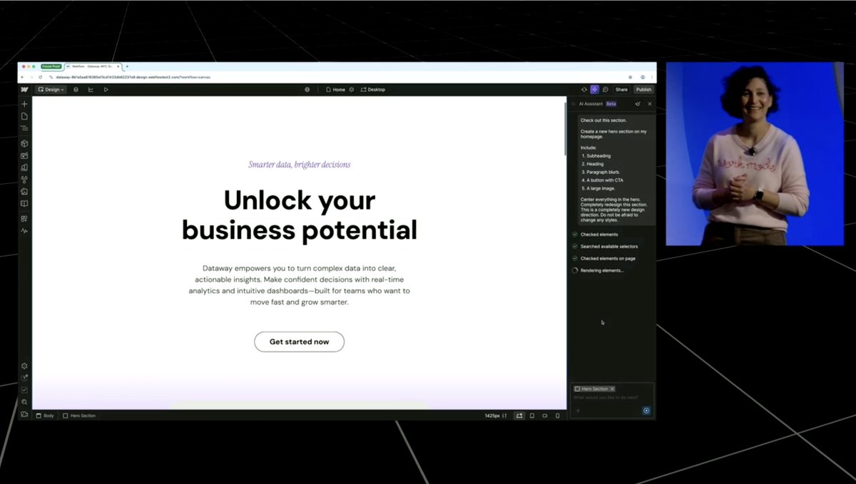 galluzzo_julian's tweet image. ooooh webflow just dropped a built in AI designer. vibe webflowing is here