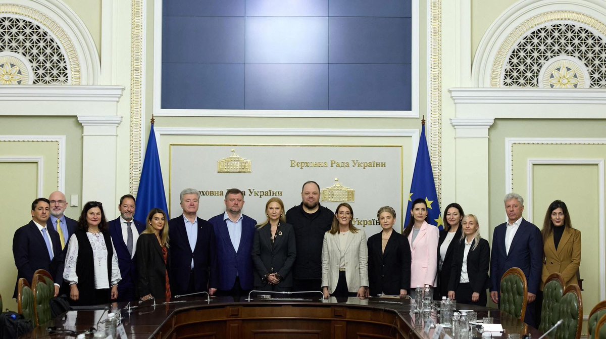 We are glad to welcome to Kyiv the President of the <a href="/Europarl_EN/">European Parliament</a>, <a href="/RobertaMetsola/">Roberta Metsola</a> 🇪🇺

A meeting was held in the <a href="/ua_parliament/">Verkhovna Rada of Ukraine - Ukrainian Parliament</a> with the participation of the leadership of the Verkhovna Rada and representatives of all factions and groups.

First of all, I expressed gratitude for