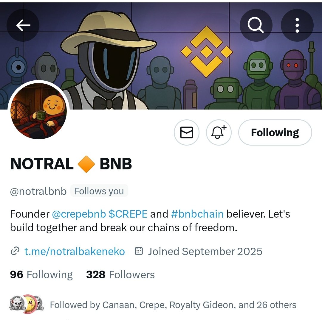 Guys! I think it's time to do this.
Let's take the founder of $CREPE to 1,000 followers.

Click <a href="/notralbnb/">NOTRAL 🔶 BNB</a> and hit the follow button.

<a href="/notralbnb/">NOTRAL 🔶 BNB</a> keep doing the good work, we're solidly behind you and the movement 🔥🚀