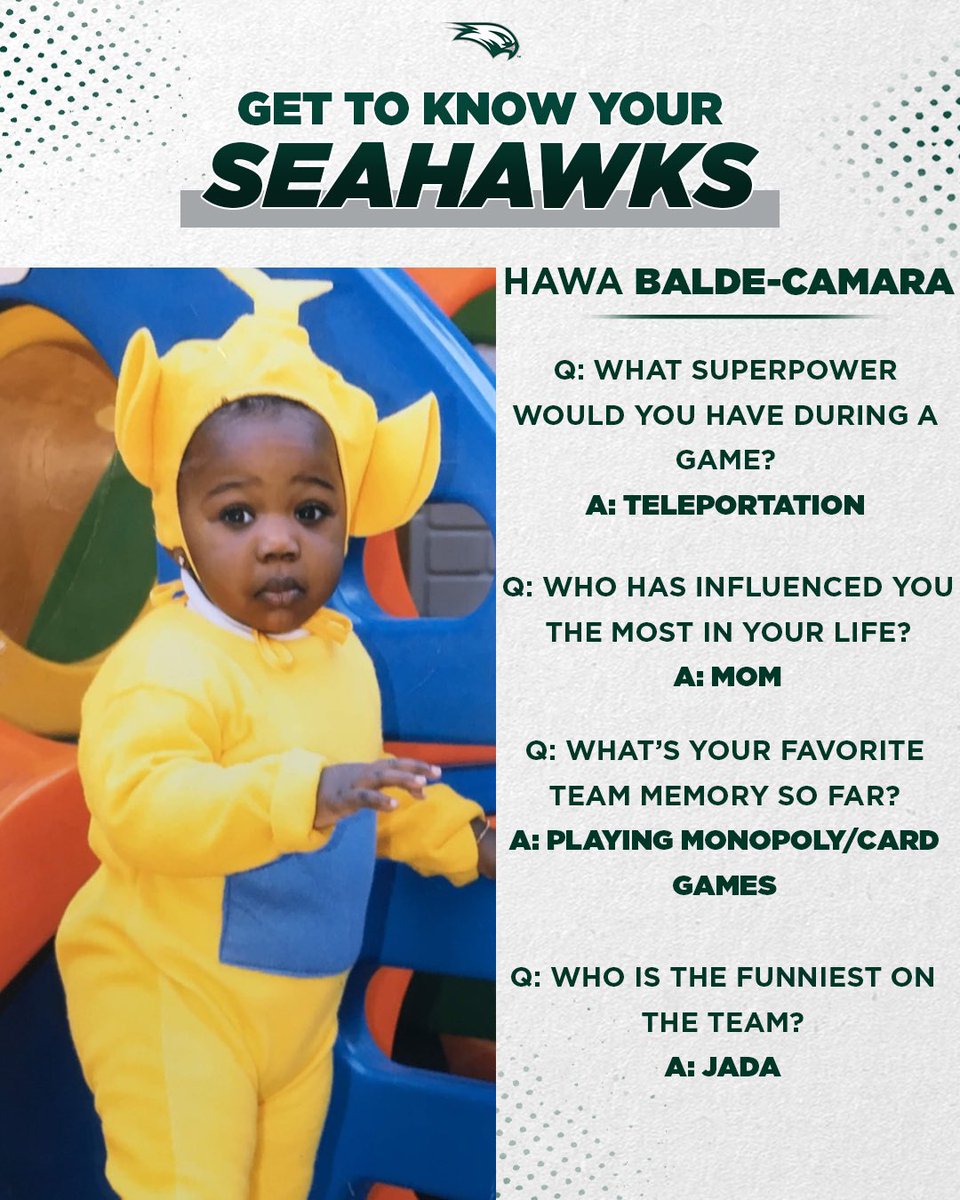 Get to know your Seahawks for this upcoming season! 👀🤩

Today’s member - Hawa Balde-Camara 👋 

#Relentless