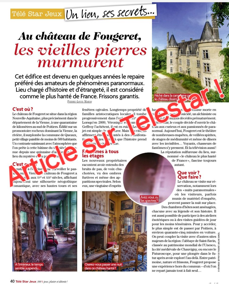 Article sur Fougeret dans Téléstar avec les photos d' Adeline Quinzel  😊