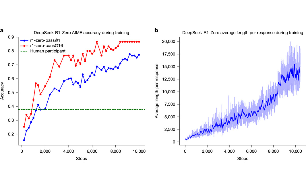 NaturePortfolio's tweet image. A paper in @Nature presents the methodology used to train a large-scale reasoning model in DeepSeek-R1, the open AI model released earlier this year. go.nature.com/4nENtQY