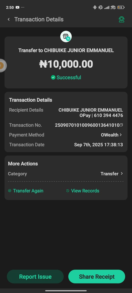 samueloni112's tweet photo. @OPay_NG @OPay_NG this fool has refused to return my money I need assistance https://t.co/2w8vhf96Ak