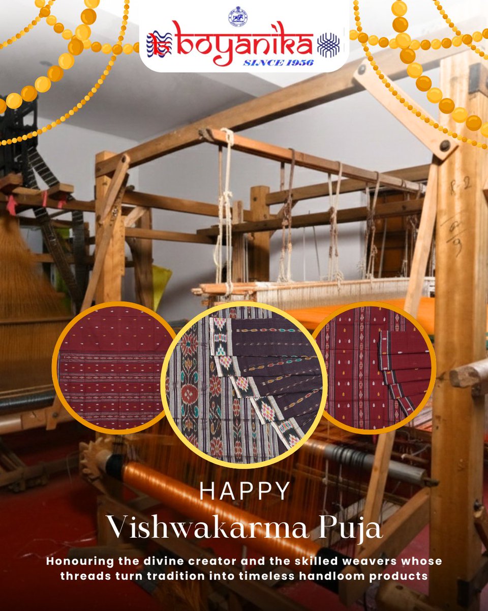 Boyanikaonline's tweet image. Heartfelt wishes from Boyanika on the auspicious Vishwakarma Puja. 🙏

Happy Vishwakarma Puja to all.🙏

📍 Visit the nearest outlet or shop online at: boyanika.com

#Boyanika #OdissiHandlooms #HandloomSarees #VishwakarmaPuja