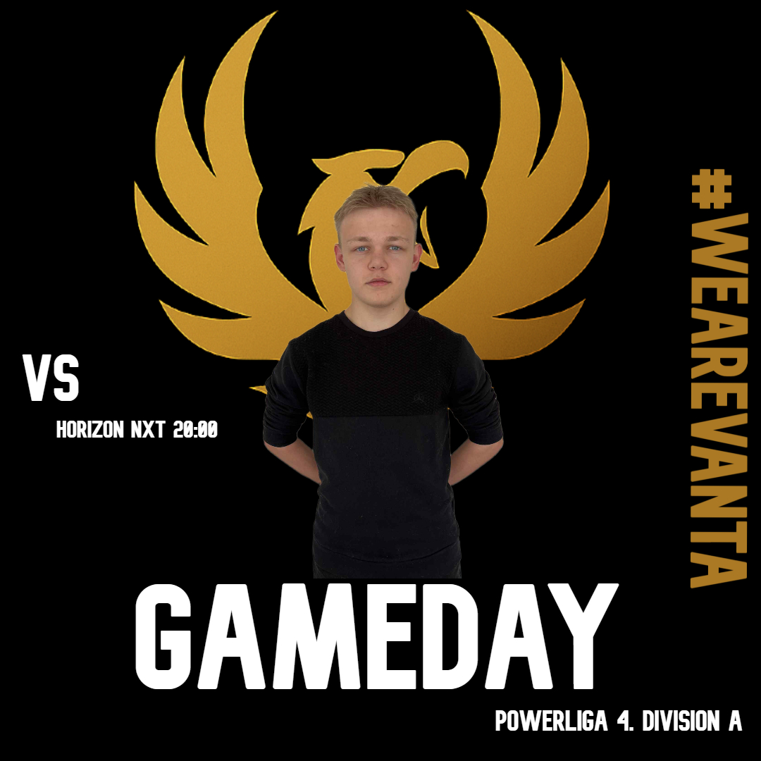 Se med i aften når vores Main hold spiller Powerliga 4. Division  A

Starter :
KL 20:00 Mod <a href="/TeamHorizonOrg/">Horizon</a> NXT

twitch.tv/vantaesportscl…

#WEAREVANTA