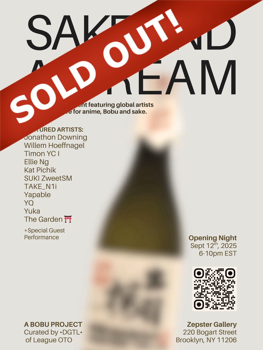 dgtlemissions's tweet image. Sake and a Dream is officially sold out. 
Congratulations to the artists and collectors!

Grateful to the incredible artists who brought Bobu to life on canvas:
@propaintpusher @WJHoeffnagel @katpichik Ellie Ng Timon YC I @YQCre8 @TAKE_NFT @sukizweetsm_eth @kamogawayuka…
