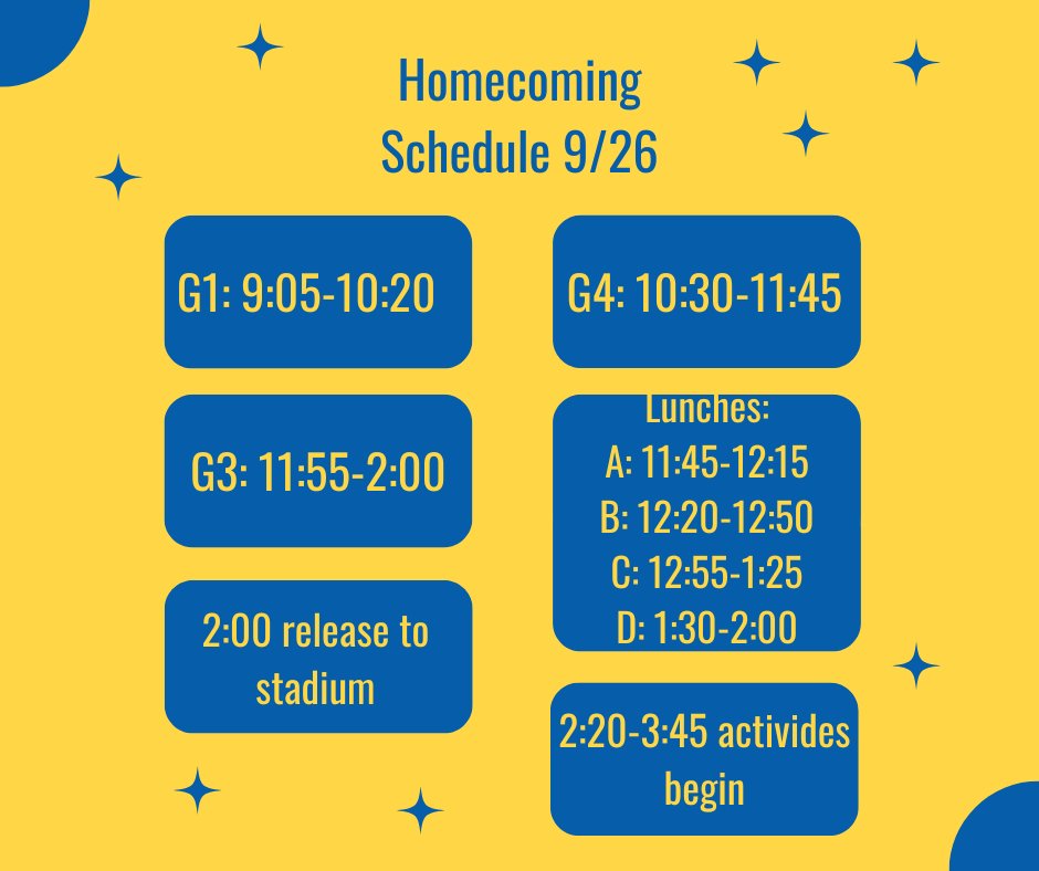 Hey greyhounds! Here is the schedule for next Friday, can't wait to see you at the pep rally!