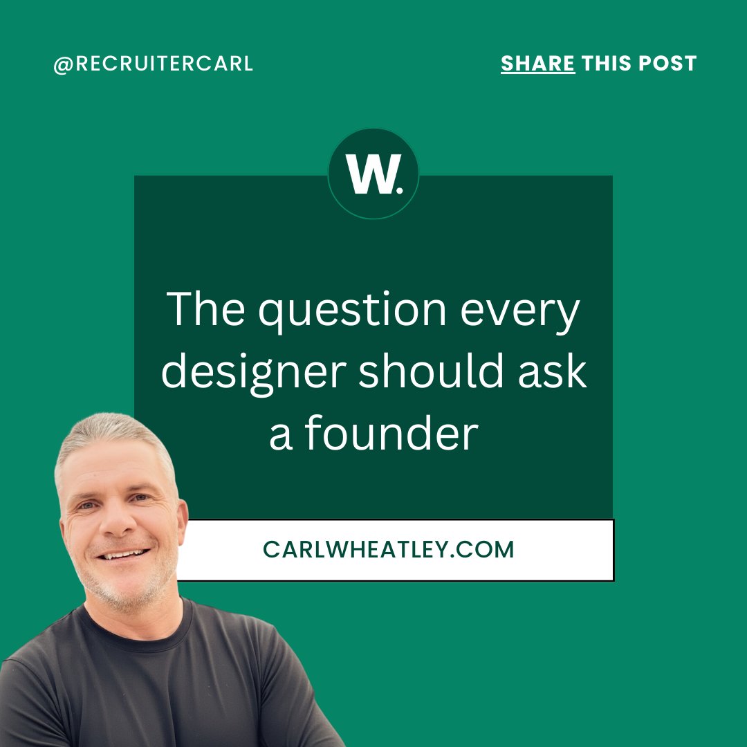 The question every designer should ask a founder!

I’ve seen this happen a bunch.

A great designer joins a startup…

and finds out design’s only there to make things look nice.

Ask the founders what design really means to them before you join.

#designer  #VentureCapital #VC