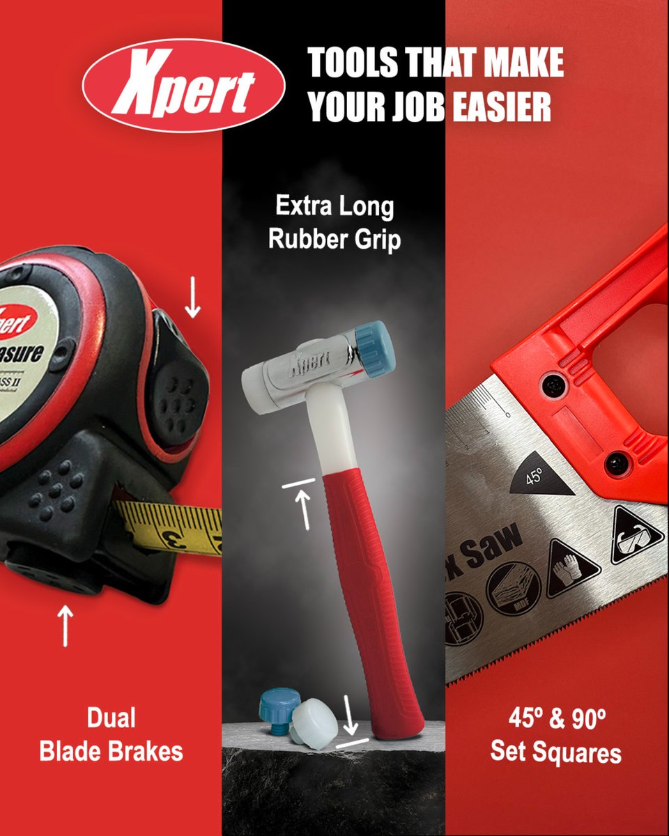 It’s the small details in a tool that save you the most time. That’s why Xpert designs features installers actually need:
•Saw handles with built-in set squares
•Longer grips for control
•Dual blade brakes on tape measures
What clever tool detail couldn’t you live without?