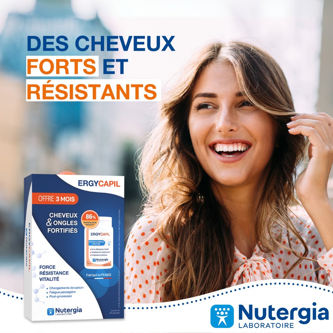 Redonnez force, résistance et vitalité à vos cheveux et ongles avec ERGYCAPIL.

Cette formule complète associe acides aminés et nutriments essentiels.

Avec ERGYCAPIL, vos cheveux et vos ongles retrouvent toute leur vitalité.

Retrouvez-le sur : nutergia.pulse.ly/fckc0pfc7e
