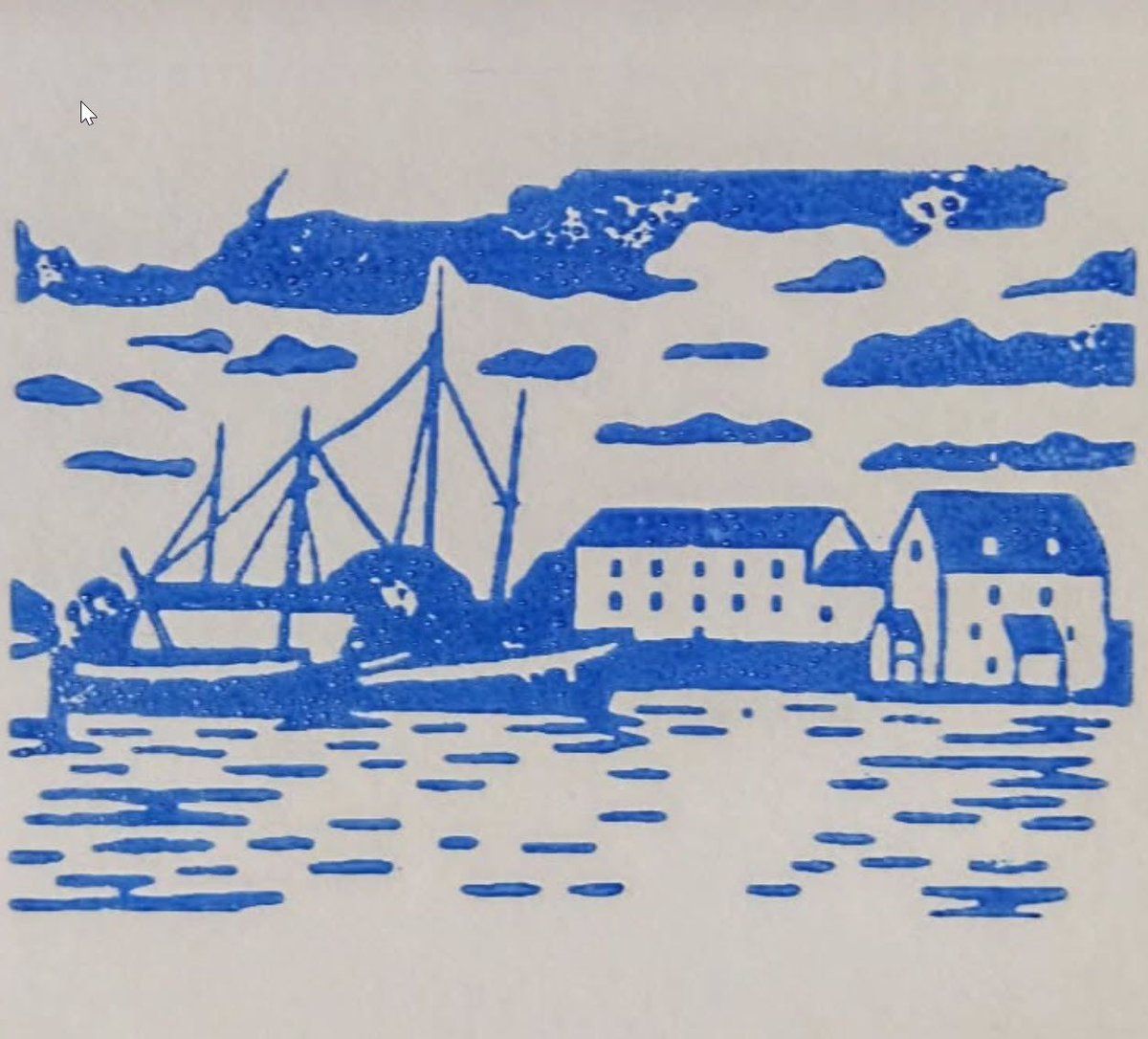 Block print from #prettyusefulssuffolk on instagram taken from one of their photographs. #woodbridgetidemillmuseum #woodbridgetidemill #blockprint