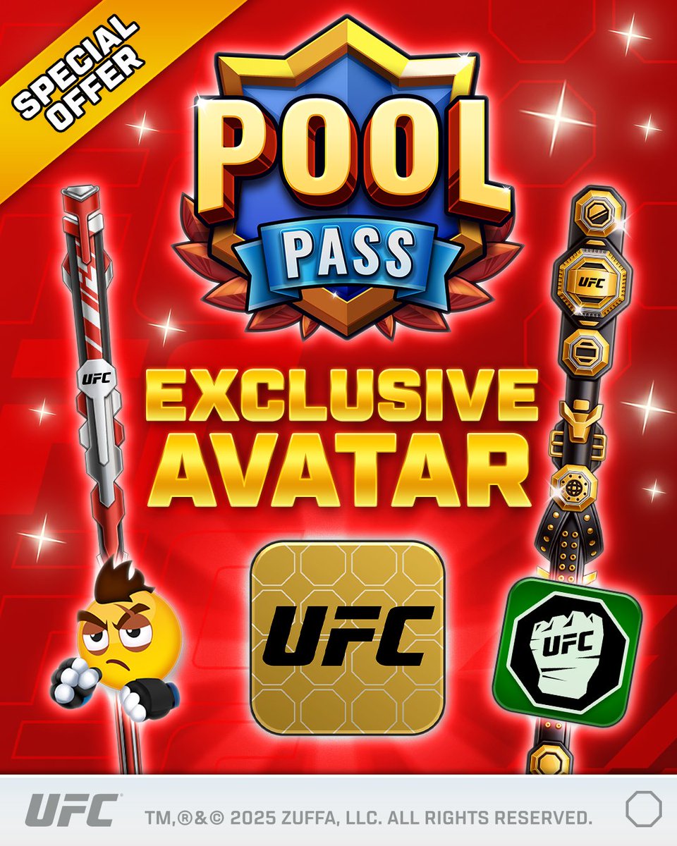 8ballpool's tweet image. 🎁 Get the NEW @UFC #PoolPass on our Web Shop to grab this exclusive UFC Gold Avatar, plus access to #UFCSeason premium prizes

Special Offer » mcgam.es/KEMlm9

#8BallPool | #UFC