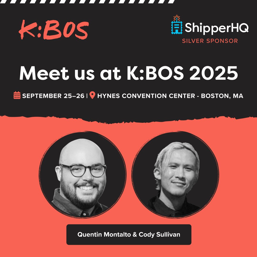 ShipperHQ's tweet image. Next week @ShipperHQ heads to @klaviyo’s #KBOS.

Our COO @Quentalto &amp;amp; Cody Sullivan will be there talking about shipping, checkout, and the moments that define customer experience.

Let’s connect 👉  hubs.li/Q03JH4n60

#KBOS2025 #ecommerce #checkout #Klaviyo