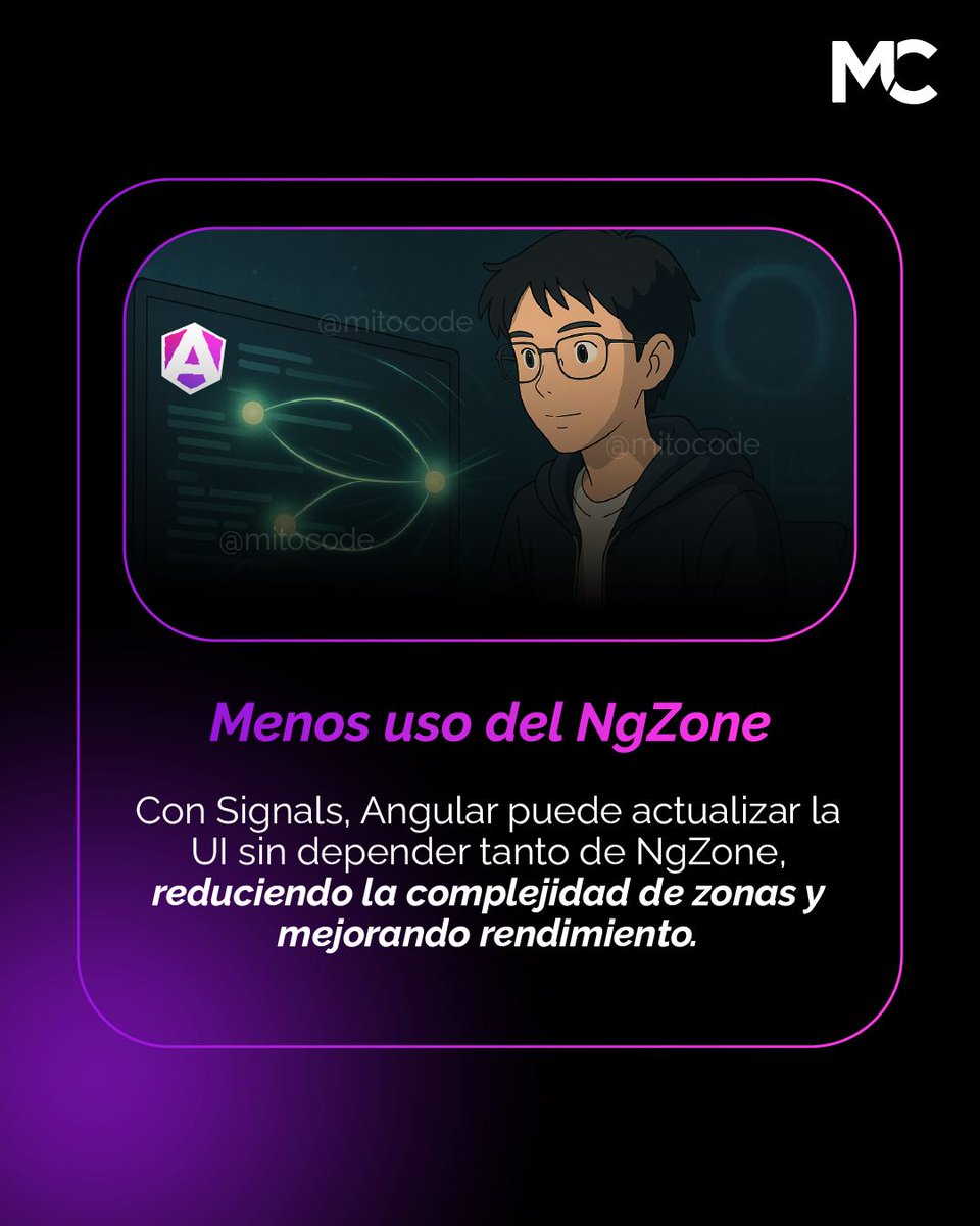 mitocode's tweet image. 🚨 HOY INICIAMOS 🚨

¡Hey coder! 🙋🏻♀️🙋🏻♂️. Te compartimos 5 cosas que seguro no sabías de Signals en Angular 🚀

Conviertete en un NET Full STACK
📆 Inicio: 17 de Septiembre
📲 buff.ly/CiEDSnV
.
#mitocode #programacion #programador #tecnologia #net #netfullstack #signals