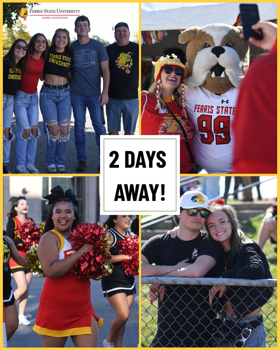 Homecoming is here, Bulldogs! 🎉 Parade at 10:30 AM, Alumni Tent at 11:00 AM, and tailgating to follow 🐾 
Celebrate with us 👉 ferris.edu/homecoming 
#FERR1S #BeABulldog #FerrisForward