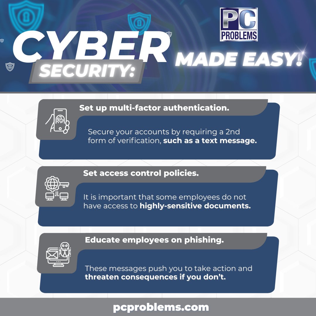 pcproblems_nj's tweet image. Most resources on cybersecurity are filled with insider jargon that doesn’t mean much to executives who aren’t tech specialists. We make security simple.
#PCProblems #Cybersecurity #BusinessSecurity #DataProtection #ITSimplified