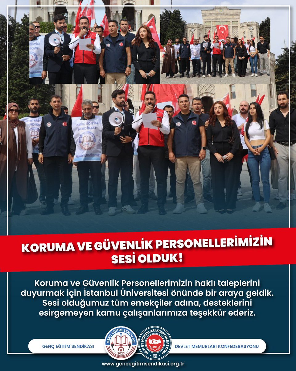 Bugün İstanbul Üniversitesi önünde gerçekleştirdiğimiz basın açıklamamızda, Koruma ve Güvenlik Personellerimizin sorunlarını kamuoyuna duyurduk.

Genel Başkanımız Mehmet Fatih ARSLAN’ın katılımıyla gerçekleşen programımıza destek veren tüm kamu çalışanlarına teşekkür ederiz.