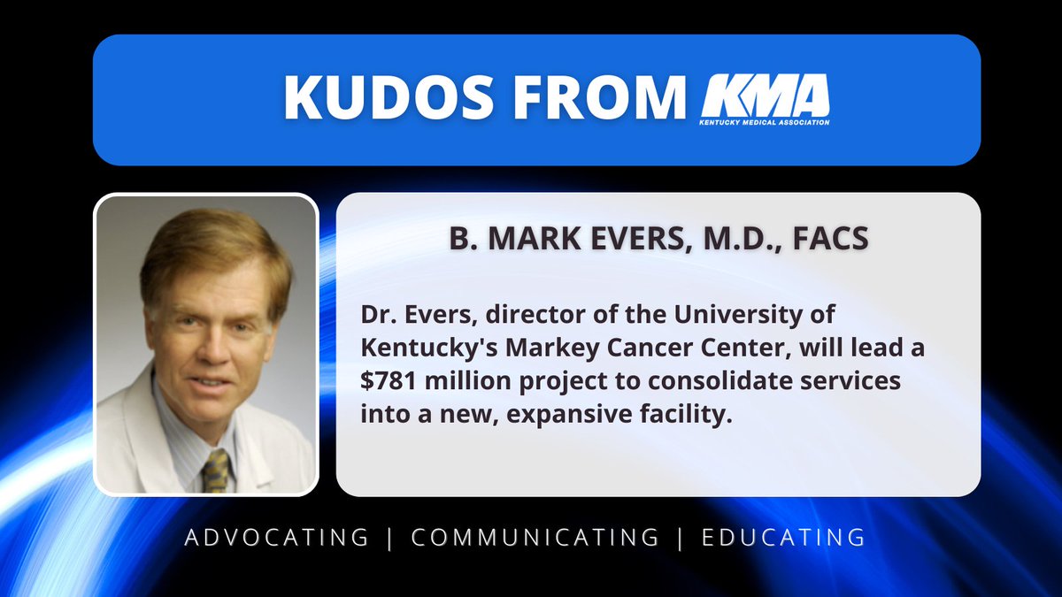 KY Medical Assoc (@kymedassoc) on Twitter photo KMA member B. Mark Evers, M.D., FACS, director of the <a href="/UK_HealthCare/">UK HealthCare</a> Markey Cancer Center, will lead a $781 million project to consolidate services into a new, expansive facility. apnews.com/article/new-ca… KMA member B. Mark Evers, M.D., FACS, director of the <a href="/UK_HealthCare/">UK HealthCare</a> Markey Cancer Center, will lead a $781 million project to consolidate services into a new, expansive facility. apnews.com/article/new-ca…