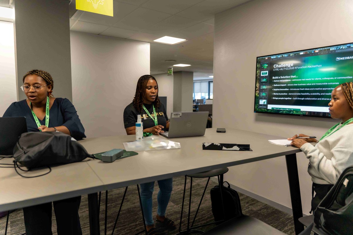 Nedbank's tweet photo. 🎤 Demos ✅
📊 Pitch decks ✅
🧠 Judges listening ✅
The #NovationHackathon is in its final stretch. Judging underway. Energy high.
#WeAreNedbank #NedbankGT https://t.co/KSTS5C3MfV