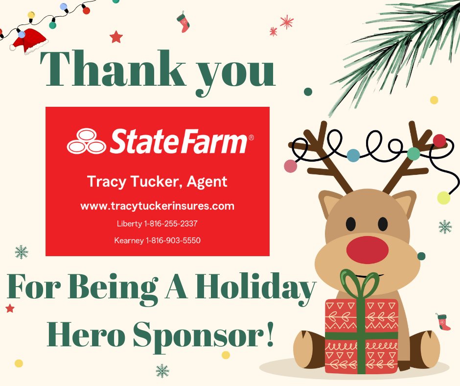 Thank you, Tracy Tucker from State Farm! They’ve joined us as a Jolly Good Giver Sponsor, helping spread joy, dignity, and holiday cheer to over 1,000 Kansas City families this Christmas. 💝