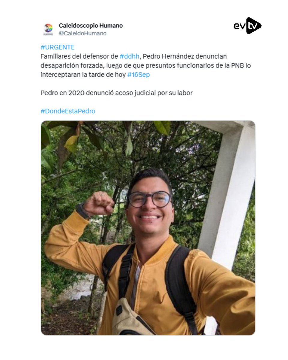 EVTVMiami's tweet image. 🚨 #AlertaDDHH | Denuncian desaparición forzada en Yaracuy

Organizaciones de derechos humanos denunciaron que el activista social Pedro Hernández fue secuestrado por presuntos funcionarios de la PNB en la localidad de Aroa, estado Yaracuy.

👥 Testigos aseguran que fue…