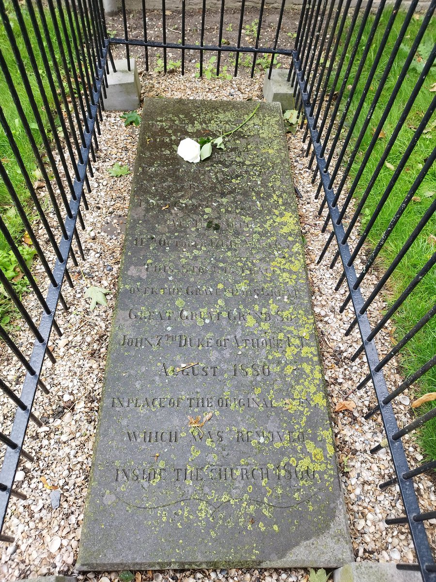 1745Association's tweet photo. Today visited the last resting place of Lord George Murray at Bonifacius Kerk in Medemblik, Netherlands.
His actual grave is now outside the church with the original stone housed within.
Laid a white rose on his grave and thistles in the inside stone.  RIP https://t.co/gP3OrwNmgT