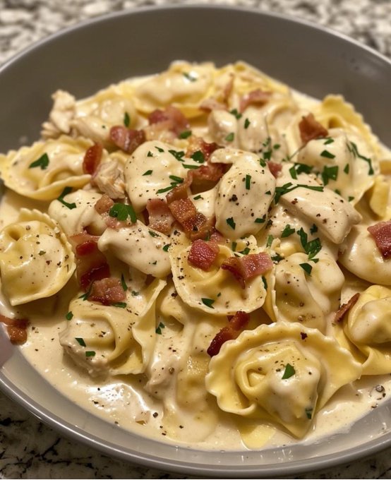 Chicken Bacon Tortellini Alfredo