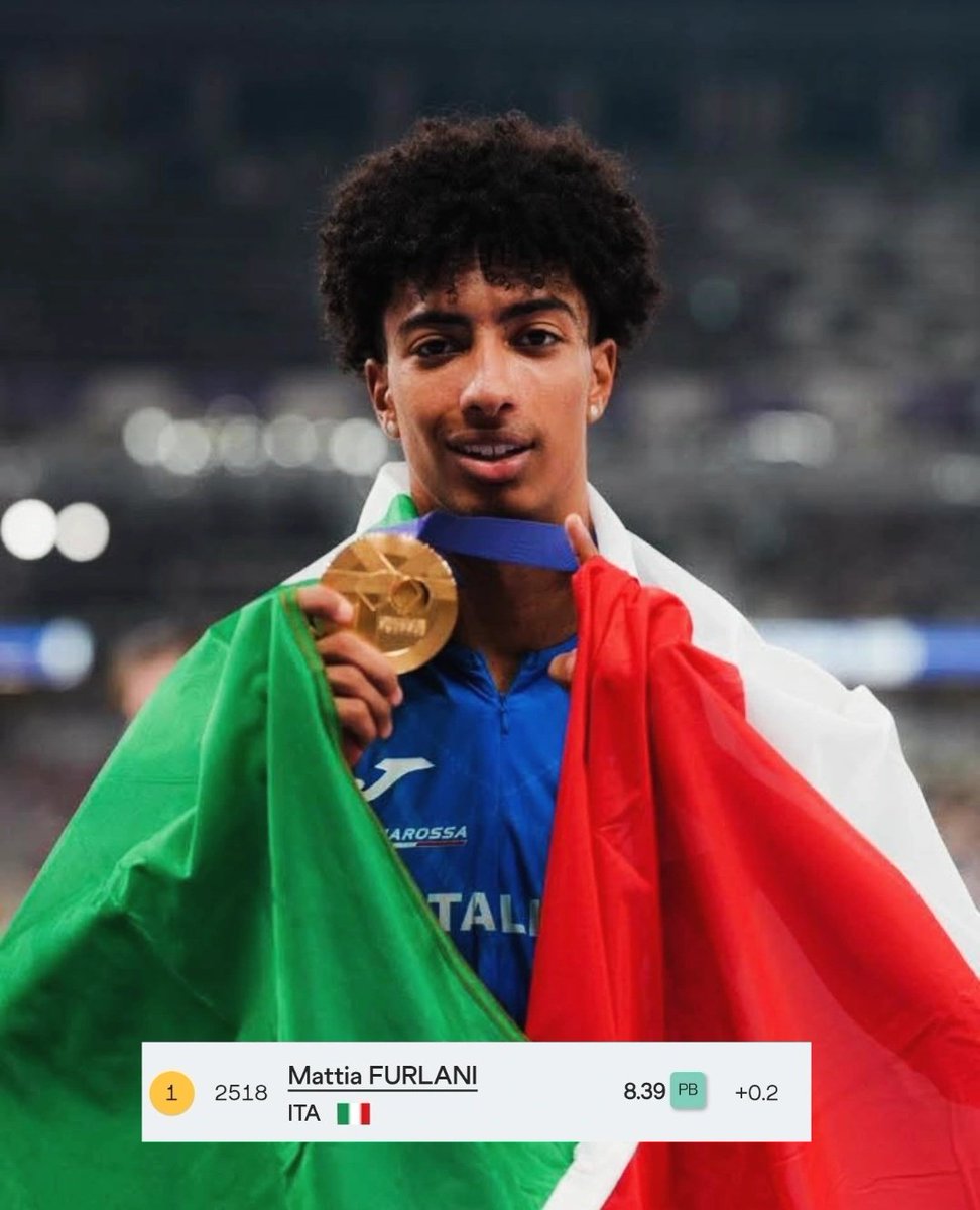 La rincorsa, ai centimetri degli altri e ai propri limiti.
Il volo, oltre ogni riga avversaria.
Lo sguardo, con orgoglio, a quell'8.39, il più lungo della sua carriera.
E poi le lacrime, per aver fatto davvero qualcosa di grande.

Mattia Furlani, medaglia d'oro.
#Tokyo2025