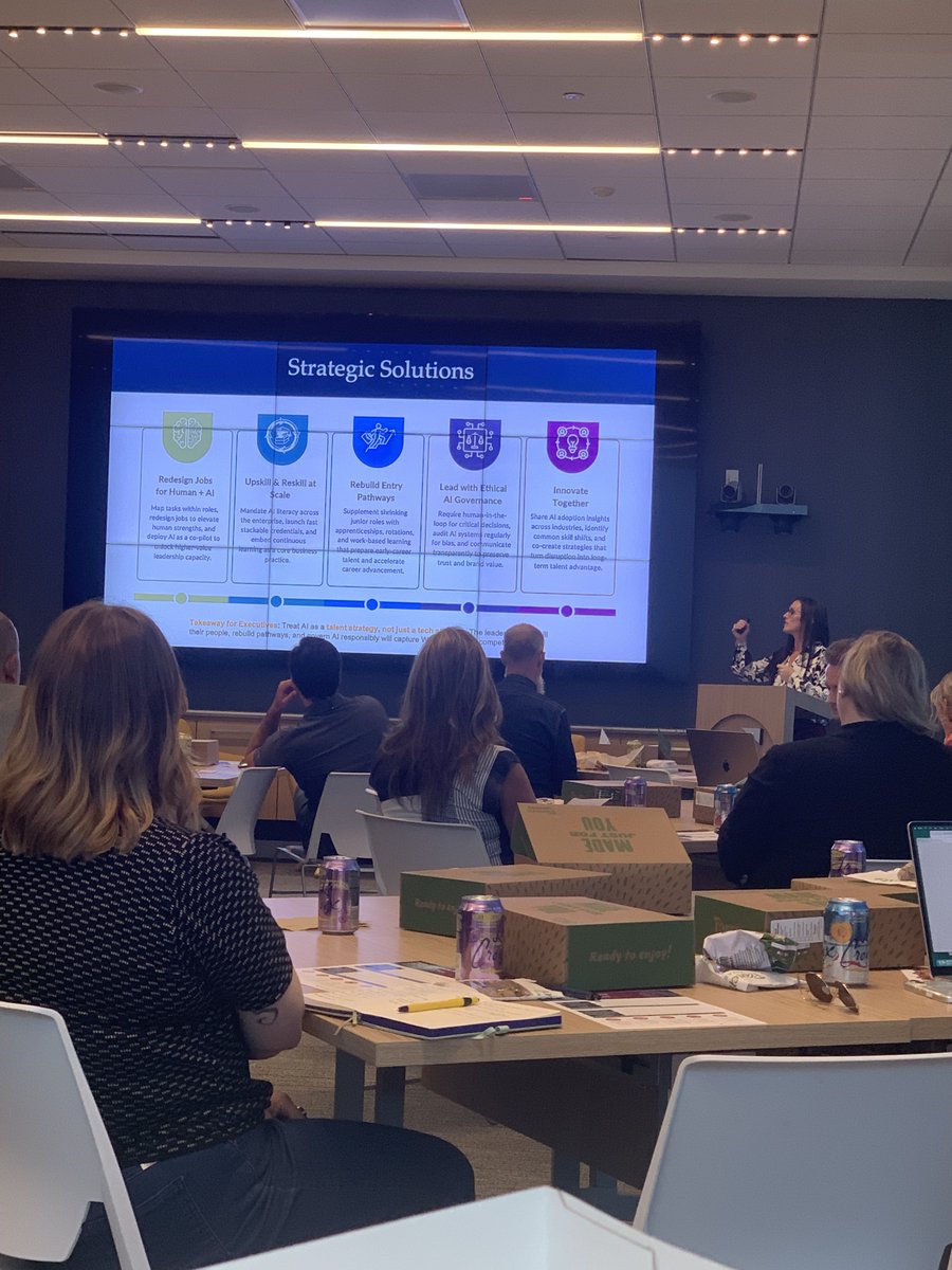 WMTalentFirst's tweet image. We were thrilled to present at #TechWeekGR on “AI &amp;amp; the Future of Work.” Data says AI is a catalyst—not a replacement. Thanks to our panel Sarah Miklusicak of @LMCU, @MrMarkJohnson of @michiganlabs &amp;amp; Mark Wassink of @Warner_Norcross + everyone who joined! #AI #FutureOfWork