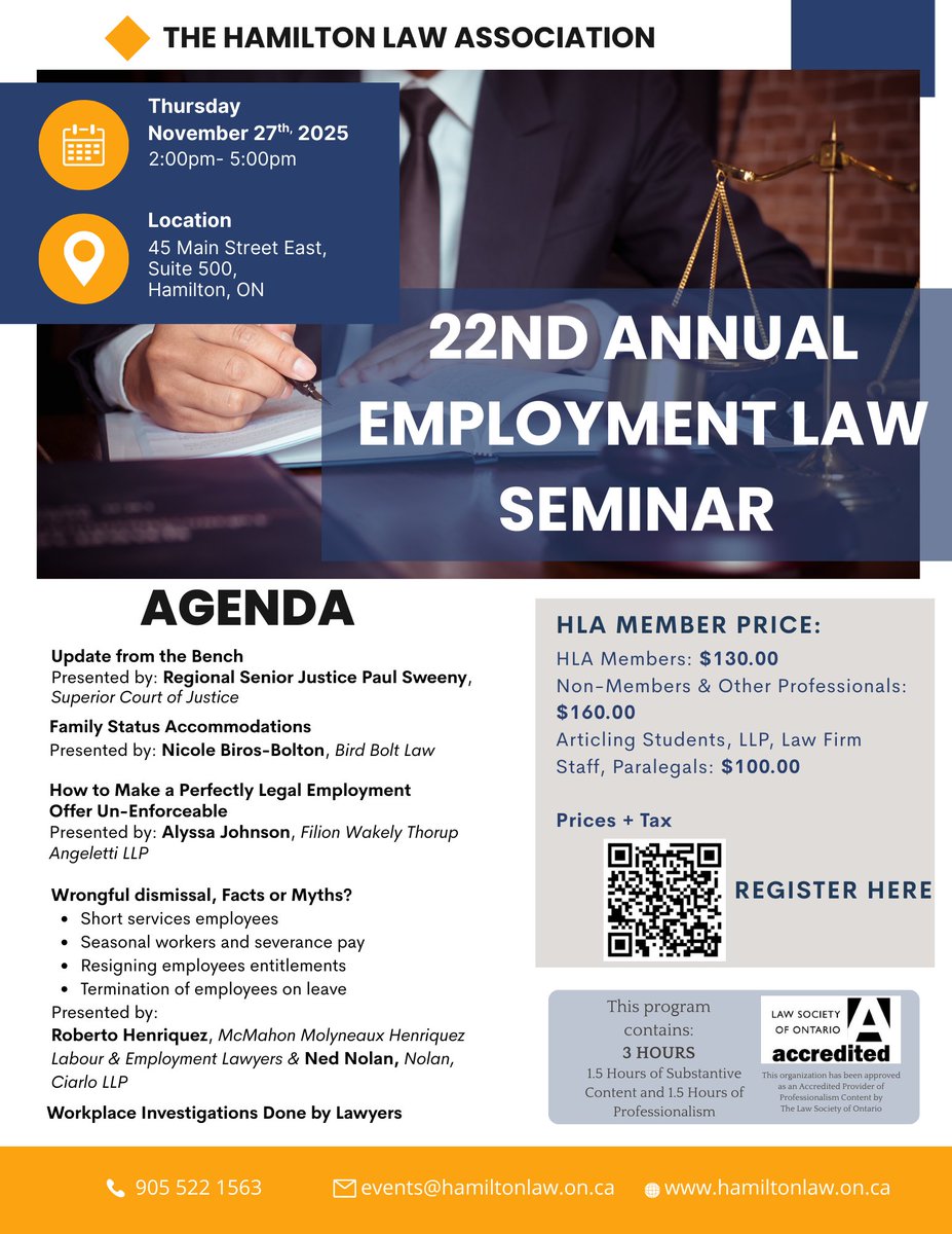 📢 Employment Law Seminar – Registration Now Open!
Click Here to Register:hamiltonlaw.on.ca/event-6339920