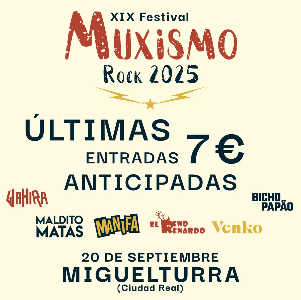 ⚡¡¡Últimas 𝗲𝗻𝘁𝗿𝗮𝗱𝗮𝘀 𝗮𝗻𝘁𝗶𝗰𝗶𝗽𝗮𝗱𝗮𝘀 por solo 7€!!⚡

❤️‍🔥 Hazte con tu entrada anticipada ya y ¡¡disfruta de 6 auténticos conciertazos por tan solo 7 € de entrada!!

🎟: woutick.com/es/entradas/xi…

La historia continúa: 𝗫𝗜𝗫 𝗠𝘂𝘅𝗶𝘀𝗺𝗼 𝗥𝗼𝗰𝗸 𝟮𝟬𝟮𝟱 ❤️‍🔥