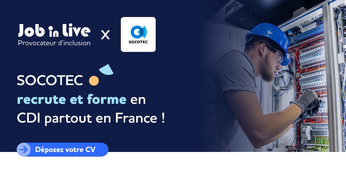 🚀 <a href="/socotec_france/">Groupe SOCOTEC</a> recrute ses futurs Vérificateurs(trices) électrique via la #POE.

🎓 9 semaines de formation + 1 semaine en agence
📅 CDI possible
♿ Ouverts aux personnes en situation de #handicap

Découvrez les offres partout en France : urlr.me/mw2FaX