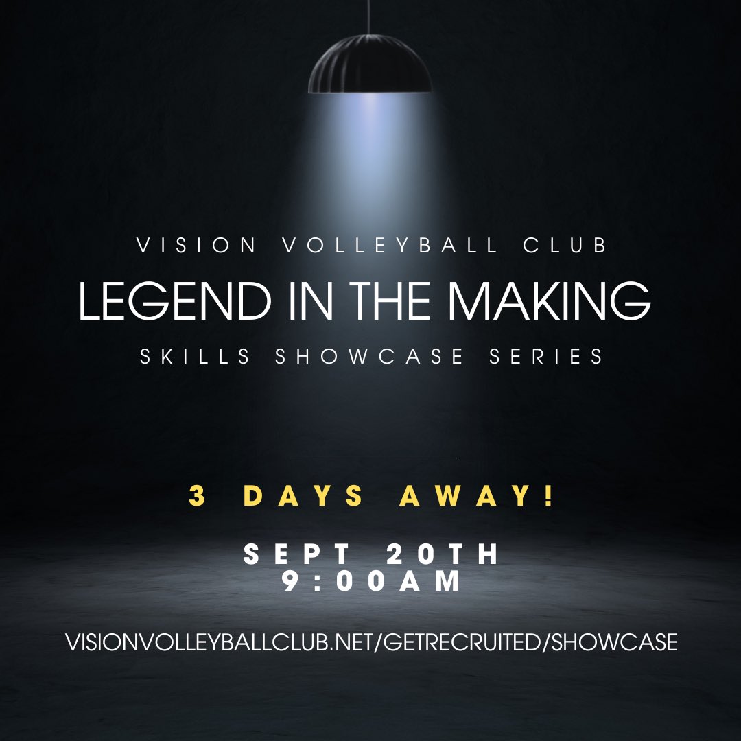 VisionVBClub1's tweet image. ⚡ 3 DAYS AWAY! ⚡
Legend In The Making Skills Showcase 🔥

✅ High-level reps
✅ Position-specific drills
✅ Player highlight + film
✅ Recruiting profile boost

📍 Vision Athletes (8th–12th)
📅 Sept 20 | ⏰ 9 AM

🎟 LIMITED spots — lock yours now!
👉 visionvolleyballclub.net/getrecruited/s…