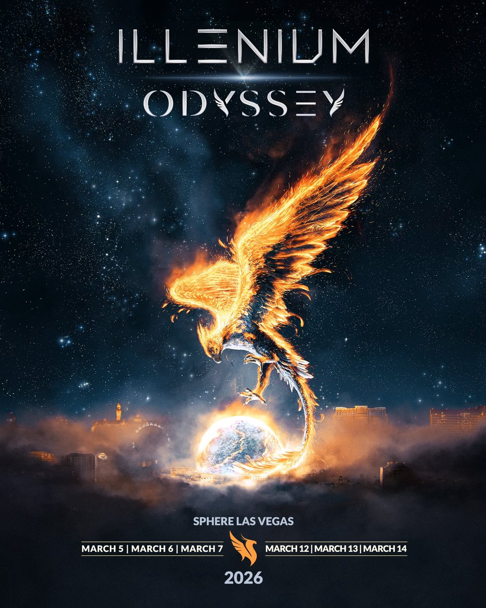 Festseasonmedia's tweet photo. ILLENIUM pres. ‘Odyssey’
Sphere, Las Vegas

March 5 + 6 + 7 + 12 + 13 + 14 https://t.co/3lFeXB5Vwt