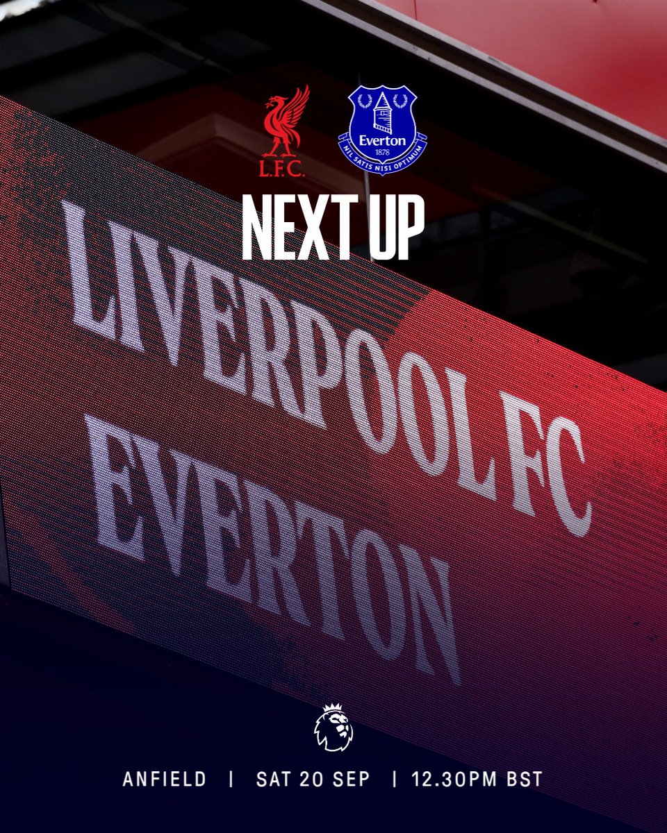 Everton's tweet image. Next up: derby day. 🔵