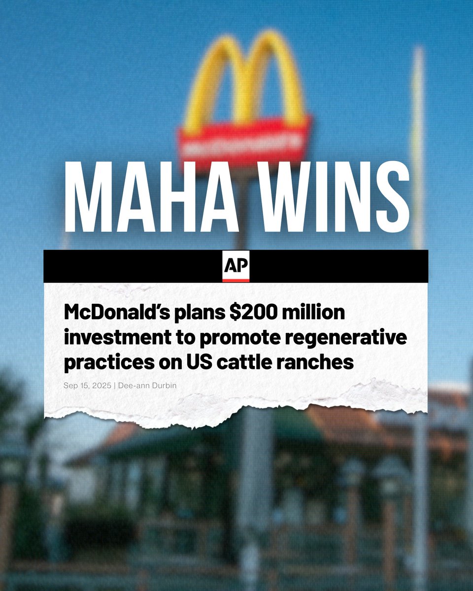 Secretary Kennedy (@seckennedy) on Twitter photo Thank you, <a href="/McDonalds/">McDonald's</a>, for committing a record $200 million investment into regenerative agriculture. This is a big win for regenerative grazing practices, habitat restoration, water and wildlife conservation. 🇺🇸 Thank you, <a href="/McDonalds/">McDonald's</a>, for committing a record $200 million investment into regenerative agriculture. This is a big win for regenerative grazing practices, habitat restoration, water and wildlife conservation. 🇺🇸