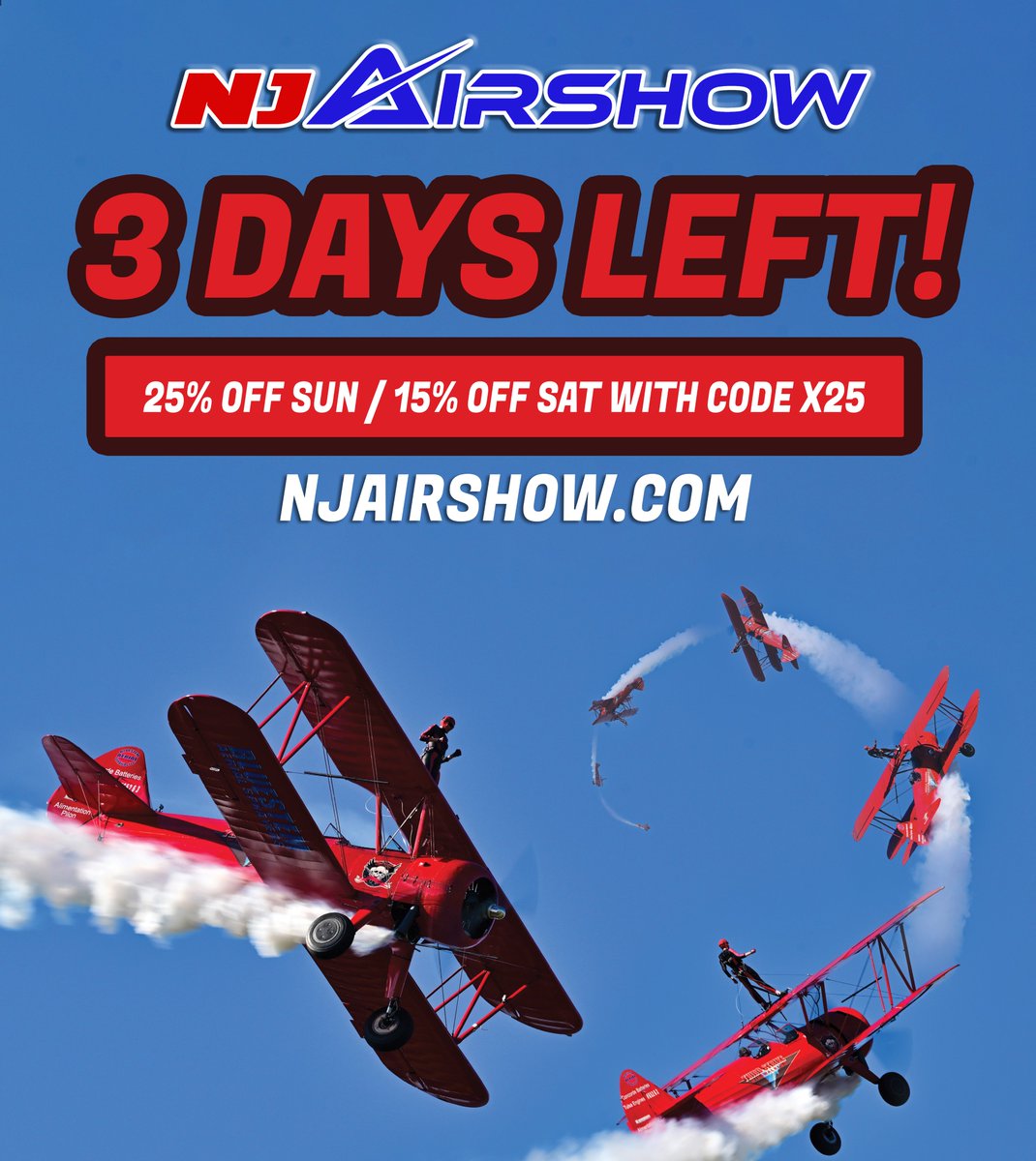 😱 Daredevil Carol Pilon – Wingwalker will climb out onto the wings of a roaring Stearman biplane, braving the wind and G-forces as it loops and rolls through the sky. It’s an act unlike anything else you’ll see this year.

🗓 Sept 20–21, 2025 • Greenwood Lake Airport
🎟 Save