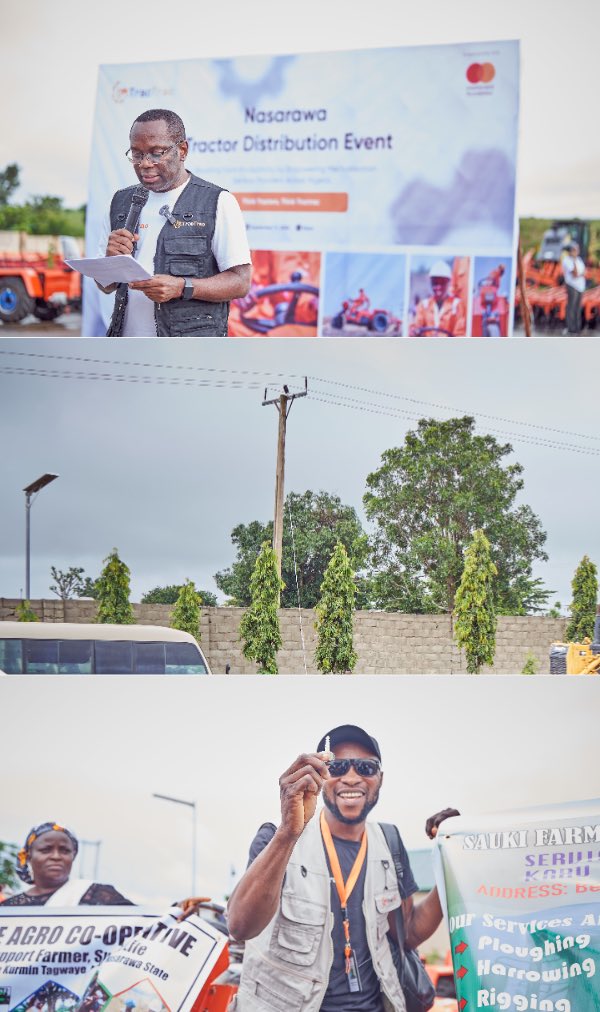 TractracGlobal's tweet photo. Last Thursday, in partnership with @MastercardFdn we distributed 160 Tryctors + 640 implements to cooperatives in Nasarawa &amp; Kaduna. 🚜
This milestone empowers youth &amp; women-led coop groups to serve farmers, bridge inclusion gaps &amp; strengthen Nigeria’s food systems. https://t.co/F3Rr5Nr9P2