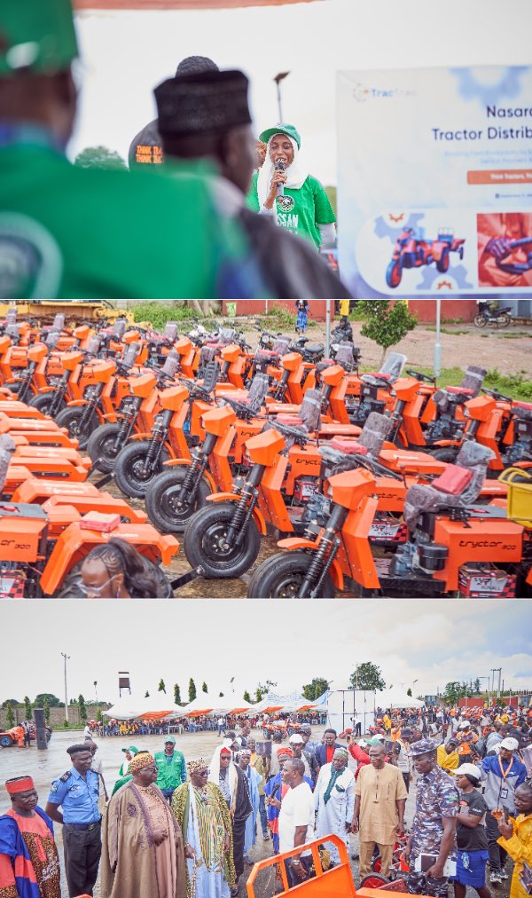 TractracGlobal's tweet photo. Last Thursday, in partnership with @MastercardFdn we distributed 160 Tryctors + 640 implements to cooperatives in Nasarawa &amp; Kaduna. 🚜
This milestone empowers youth &amp; women-led coop groups to serve farmers, bridge inclusion gaps &amp; strengthen Nigeria’s food systems. https://t.co/F3Rr5Nr9P2