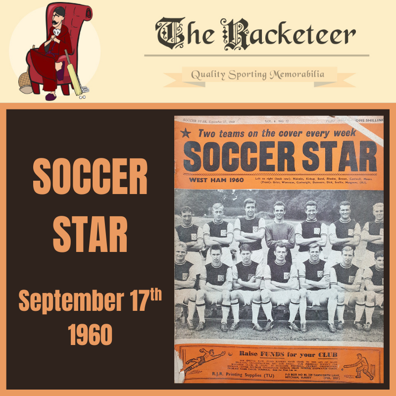 Theracketeer1's tweet image. Some famous footballing faces on the cover of #SoccerStar magazine, published #OnThisDay in 1960 and featuring @WestHam stars including Moore, Bond and Brown

#football #westham @westhamfans 

the-racketeer.co.uk/soccer-star-73…