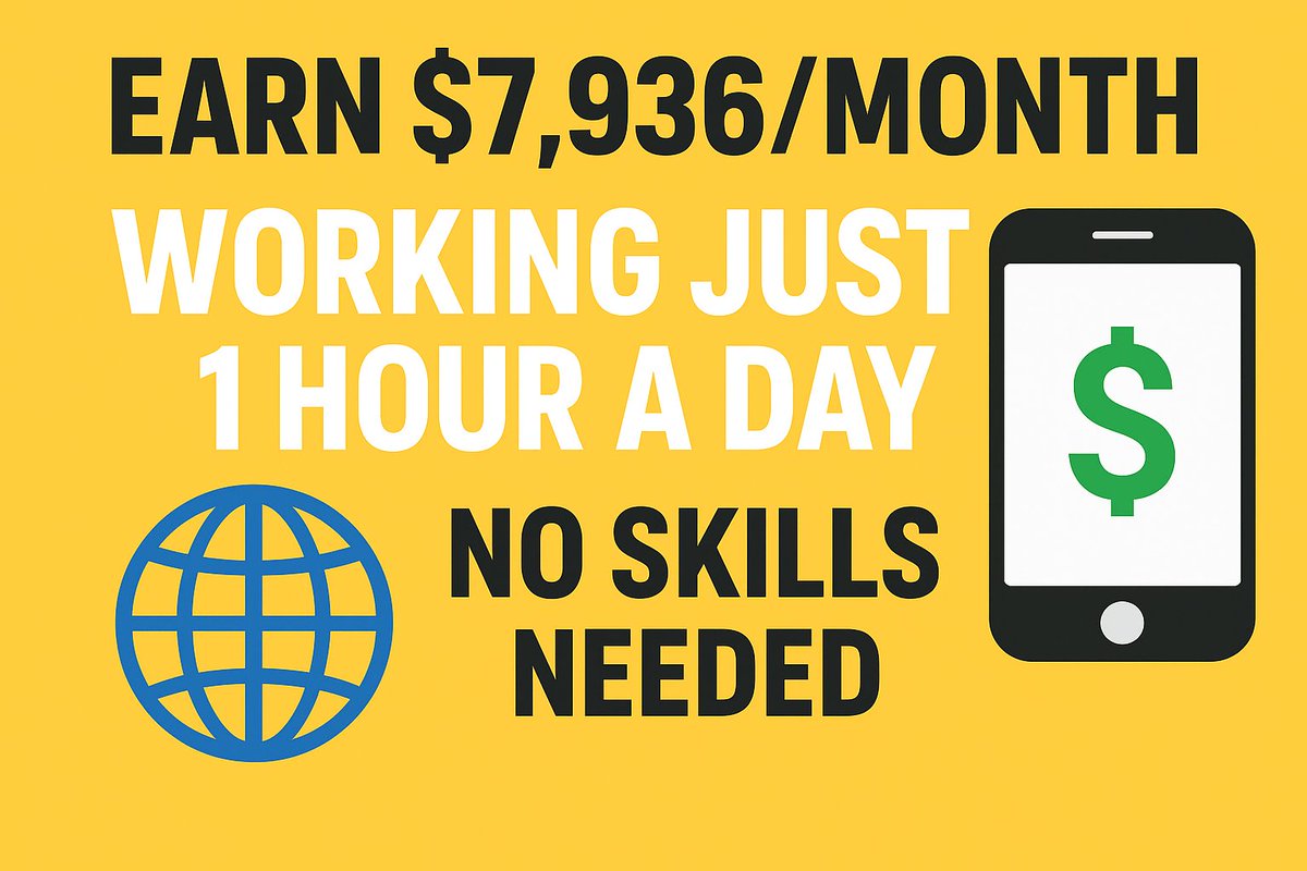 Earn $7,936/month with just 1 hour a day 💰📱

All you need: Internet + Mobile 🌐📱

My proven guide is FREE (24 hrs only!) 🔥

Like, Retweet &amp; Comment "Guide" — Must Follow, I’ll DM you! 🚀